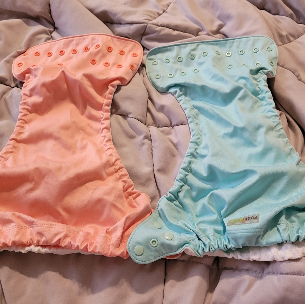 2 Fuzzibuns Adjustable Waist Cloth Diapers
